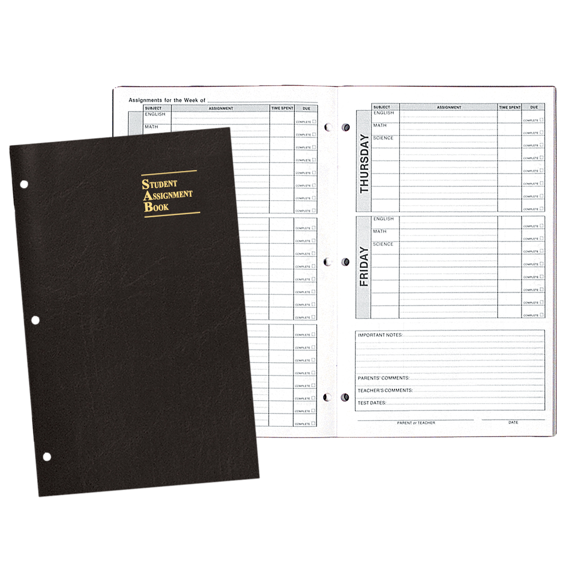 Academic Weekly Assignment Book w/ Leatherette Cover 1