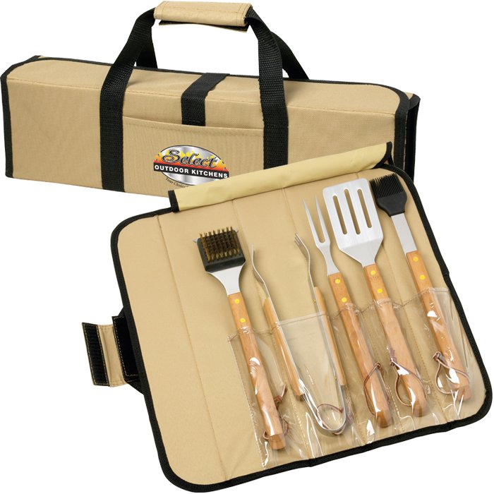 5 Piece BBQ Set (Bamboo) in Roll-Up Case 1 5 Piece BBQ Set (Bamboo) in Roll-Up Case 1