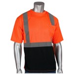 Class 2 Short Sleeve 50+ UPF T-Shirt - Orange/Black/Silver Blank Front View Class 2 Short Sleeve 50+ UPF T-Shirt - Orange/Black/Silver Blank Front View