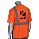 Class 2 Short Sleeve 50+ UPF T-Shirt - Orange/Black/Silver Logo Back View Class 2 Short Sleeve 50+ UPF T-Shirt - Orange/Black/Silver Logo Back View