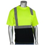 Class 2 Short Sleeve 50+ UPF T-Shirt - Yellow/Black/Silver Blank Front View Class 2 Short Sleeve 50+ UPF T-Shirt - Yellow/Black/Silver Blank Front View