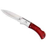 Rustic Wood Handle Knife - Brown/Silver Logo Open View Rustic Wood Handle Knife - Brown/Silver Logo Open View