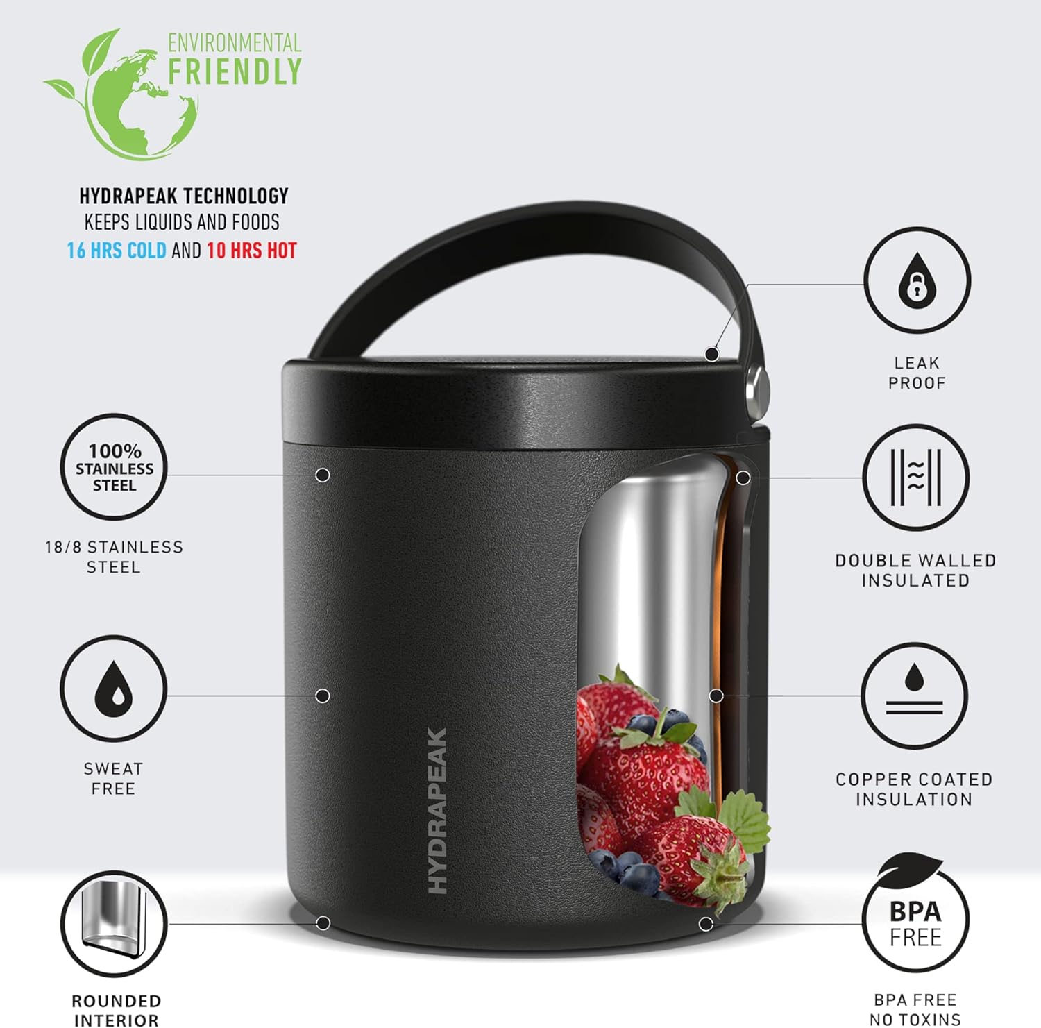 HYDRAPEAK 25oz Insulated Stainless Steel Food Jar with Lid 1