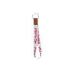 Dye Sublimated Keychain with Leather Accent - Tan Dye Sublimated Keychain with Leather Accent - Tan