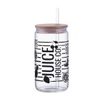 Danville 18oz Can Glass w Bamboo Lid and Straw - Clear Screen Print Danville 18oz Can Glass w Bamboo Lid and Straw - Clear Screen Print