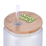 Danville 18oz Can Glass w Bamboo Lid and Straw - Clear Spectrum Digital Print Danville 18oz Can Glass w Bamboo Lid and Straw - Clear Spectrum Digital Print