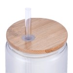 Danville 18oz Can Glass w Bamboo Lid and Straw 2 Danville 18oz Can Glass w Bamboo Lid and Straw 2