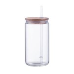 Danville 18oz Can Glass w Bamboo Lid and Straw - Clear Blank Danville 18oz Can Glass w Bamboo Lid and Straw - Clear Blank