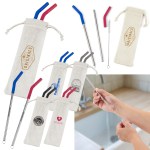 Reusable Stainless Steel Two Straw Set 1 Reusable Stainless Steel Two Straw Set 1
