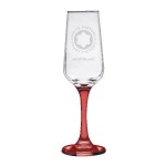 TOSCANA 6.5 Oz Champagne Glass with Color Bottom - Red Laser Engraving TOSCANA 6.5 Oz Champagne Glass with Color Bottom - Red Laser Engraving