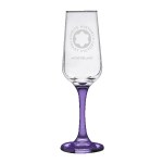 TOSCANA 6.5 Oz Champagne Glass with Color Bottom - Purple Laser Engraving TOSCANA 6.5 Oz Champagne Glass with Color Bottom - Purple Laser Engraving