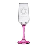 TOSCANA 6.5 Oz Champagne Glass with Color Bottom - Pink Laser Engraving TOSCANA 6.5 Oz Champagne Glass with Color Bottom - Pink Laser Engraving