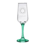 TOSCANA 6.5 Oz Champagne Glass with Color Bottom - Green Laser Engraving TOSCANA 6.5 Oz Champagne Glass with Color Bottom - Green Laser Engraving