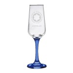 TOSCANA 6.5 Oz Champagne Glass with Color Bottom - Blue Laser Engraving TOSCANA 6.5 Oz Champagne Glass with Color Bottom - Blue Laser Engraving