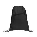 Gemma Recycled Slant Zipper Drawstring Bag - Black Blank Gemma Recycled Slant Zipper Drawstring Bag - Black Blank