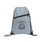 Gemma Recycled Slant Zipper Drawstring Bag - Gray Screen Print Gemma Recycled Slant Zipper Drawstring Bag - Gray Screen Print