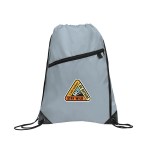 Gemma Recycled Slant Zipper Drawstring Bag - Gray Heat Transfer Gemma Recycled Slant Zipper Drawstring Bag - Gray Heat Transfer