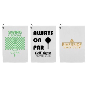 Weekender Flat Hem Golf Towel with Black Corner Hook 1 Weekender Flat Hem Golf Towel with Black Corner Hook 1