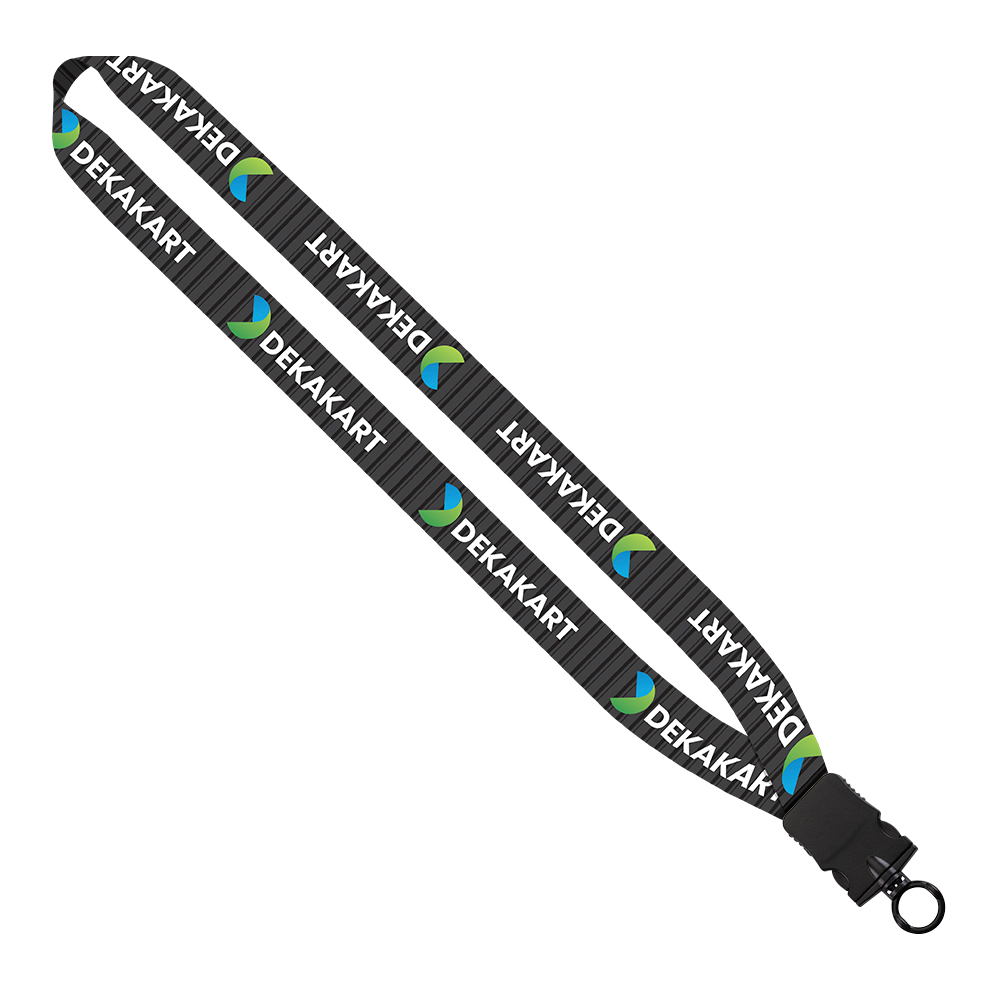 1" Dye-Sublimated Lanyard with Plastic Snap-Buckle Release and Plastic O-Ring 1