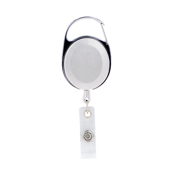 Oval Metal Retractable Badge Reel with Carabiner 1
