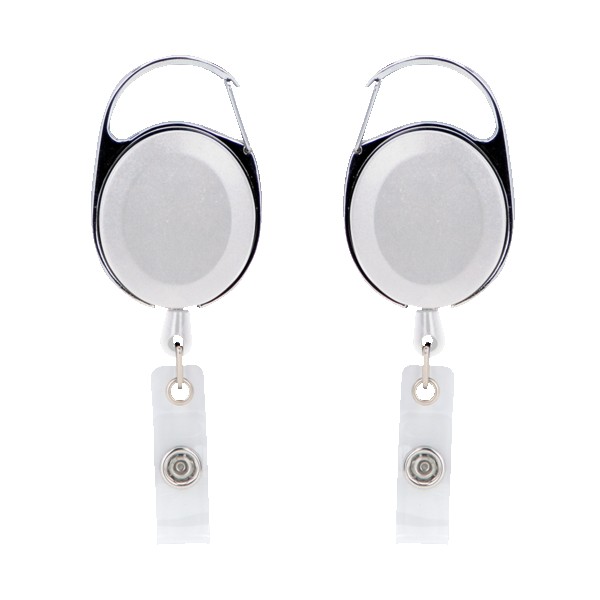 Oval Metal Retractable Badge Reel with Carabiner 1