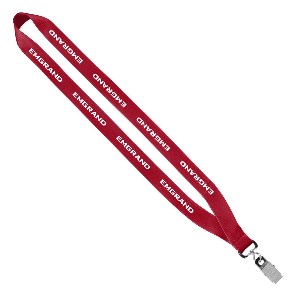3/4" Economy Polyester Lanyard with Sewn Silver Tone Metal Bulldog Clip 1