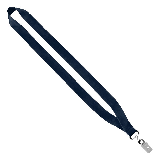 3/4" Economy Polyester Lanyard with Sewn Silver Tone Metal Bulldog Clip 1