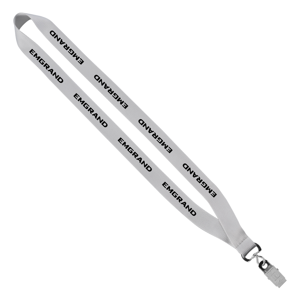 3/4" Economy Polyester Lanyard with Sewn Silver Tone Metal Bulldog Clip 1