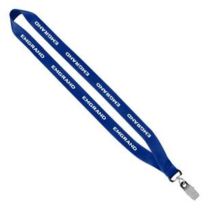 3/4" Economy Polyester Lanyard with Sewn Silver Tone Metal Bulldog Clip 1