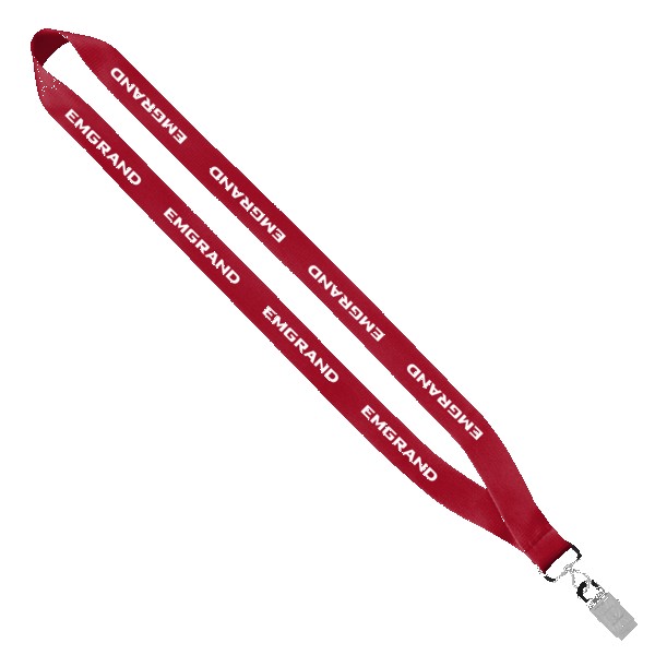 3/4" Economy Polyester Lanyard with Sewn Silver Tone Metal Bulldog Clip 1