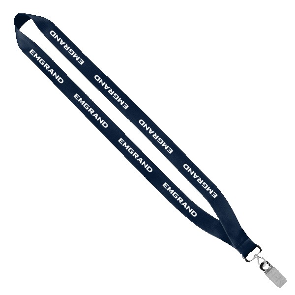 3/4" Economy Polyester Lanyard with Sewn Silver Tone Metal Bulldog Clip 1