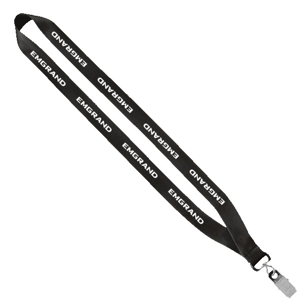 3/4" Economy Polyester Lanyard with Sewn Silver Tone Metal Bulldog Clip 1