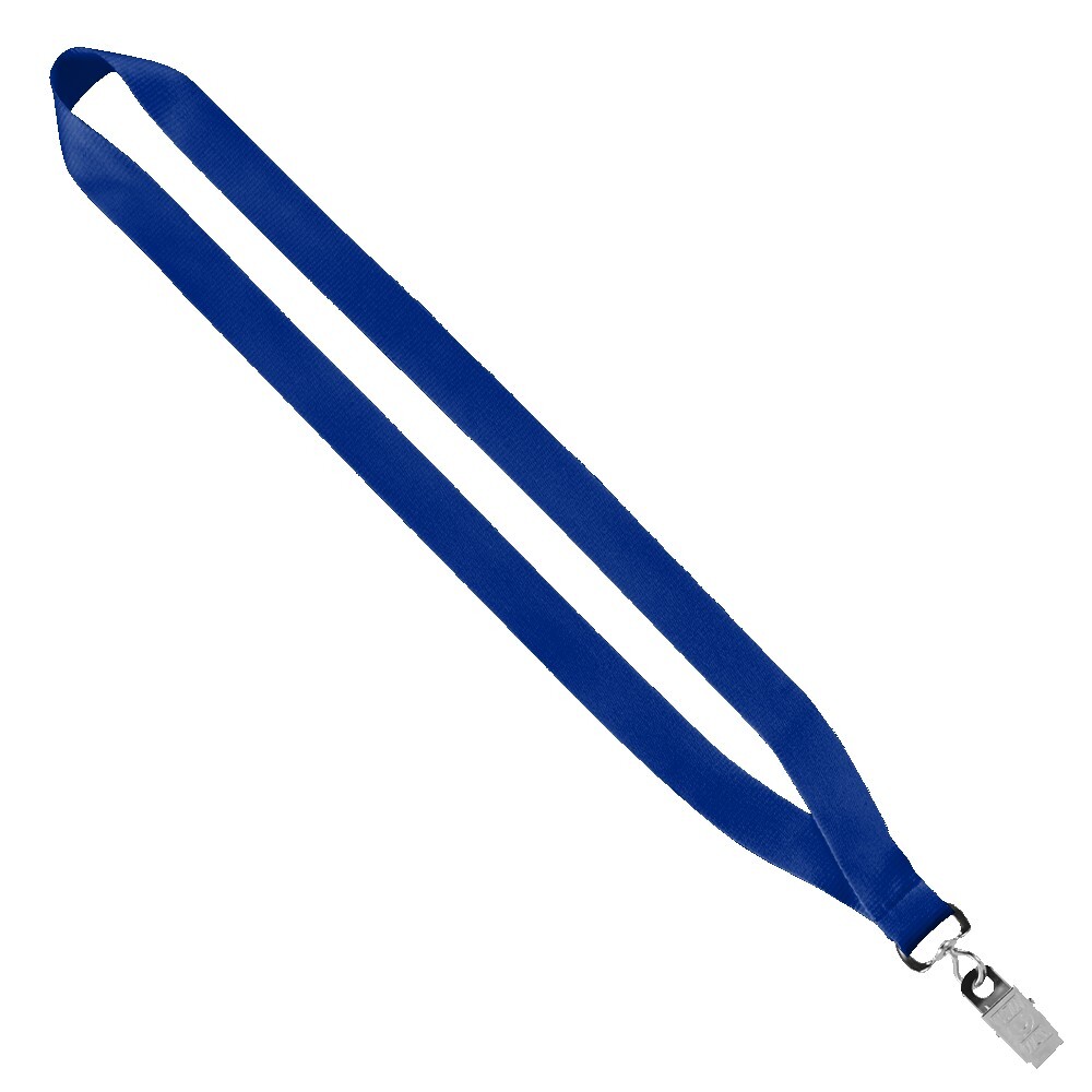 3/4" Economy Polyester Lanyard with Sewn Silver Tone Metal Bulldog Clip 1