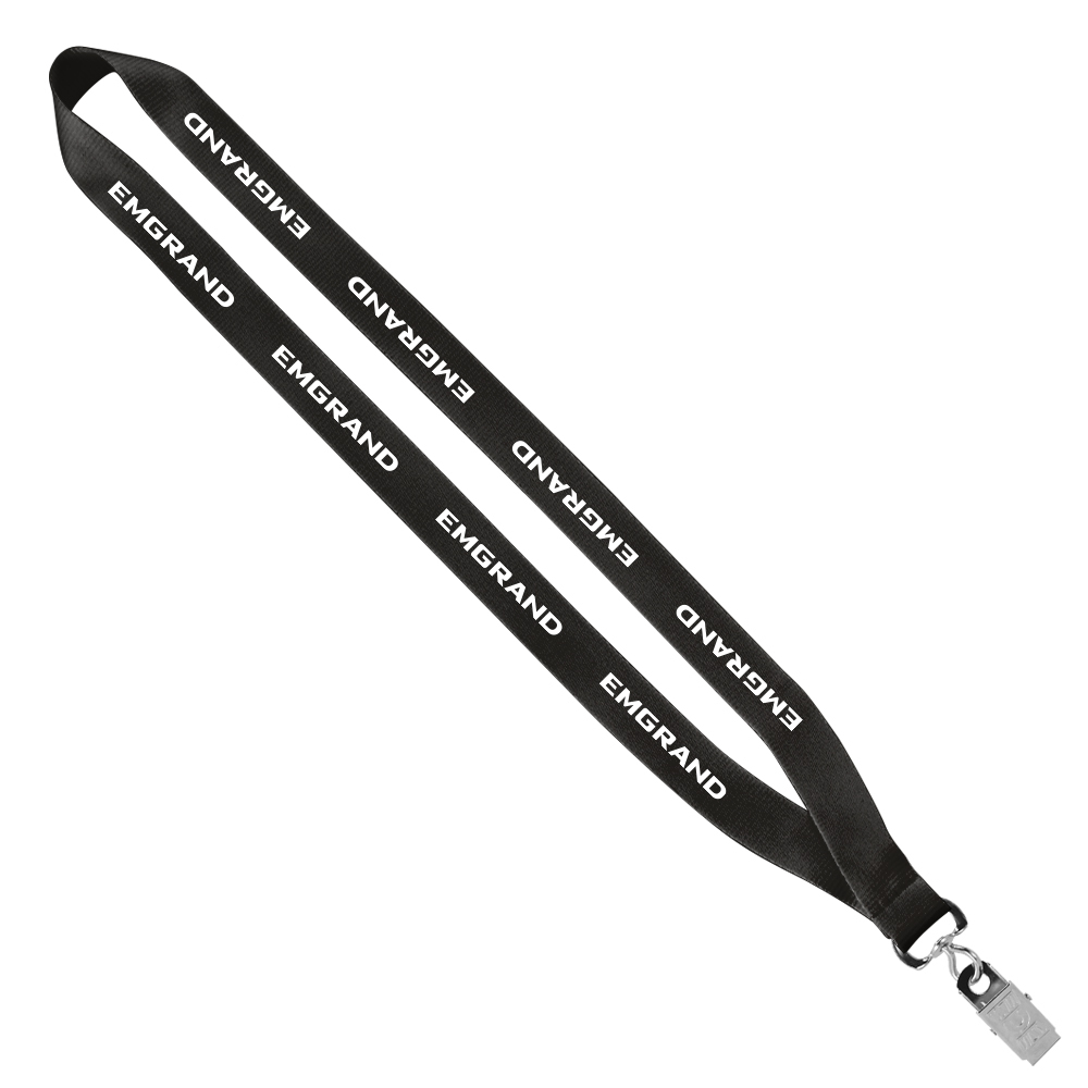 3/4" Economy Polyester Lanyard with Sewn Silver Tone Metal Bulldog Clip 1