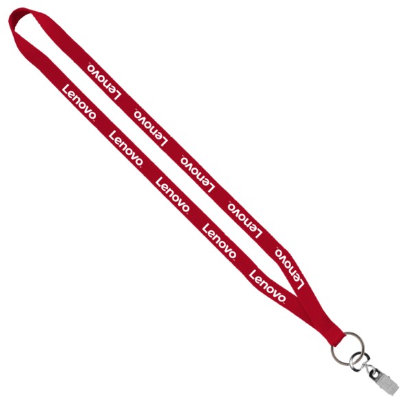 1/2" Polyester Lanyard with Sewn Metal Bulldog Clip 1