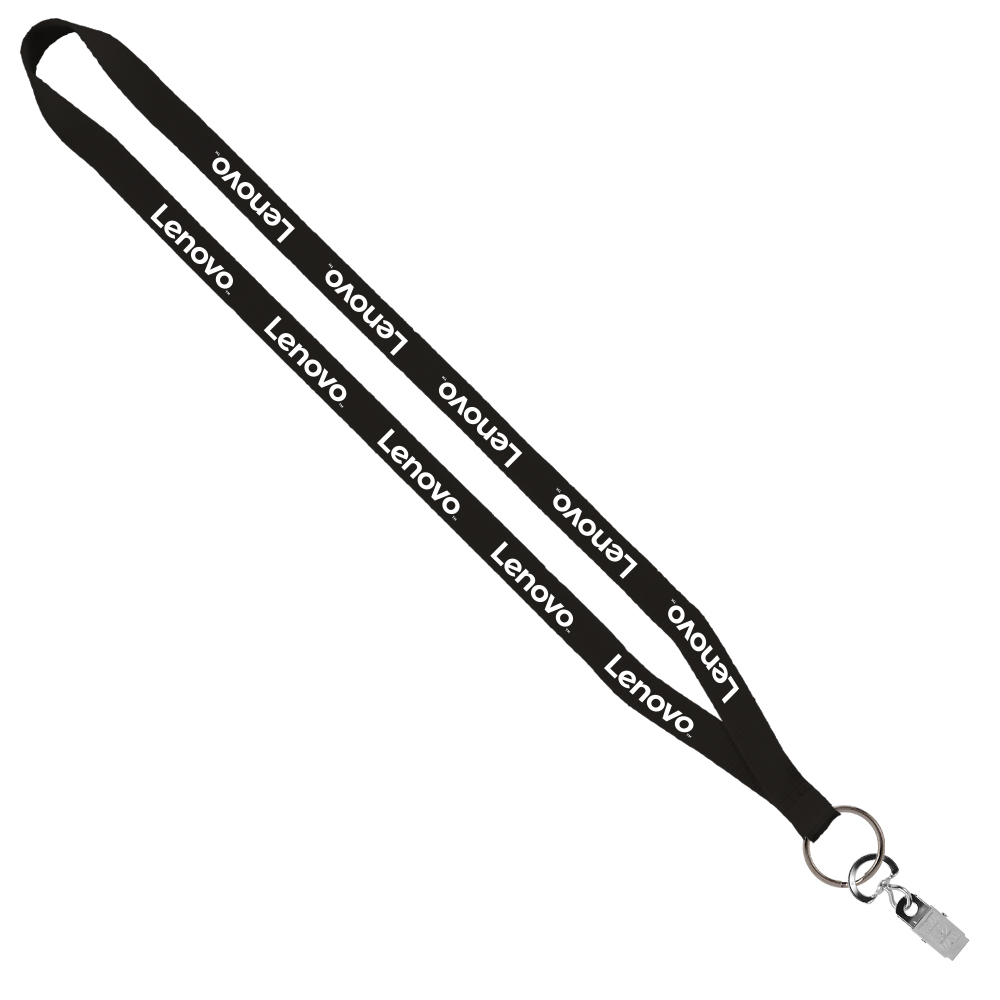 1/2" Polyester Lanyard with Sewn Metal Bulldog Clip 1