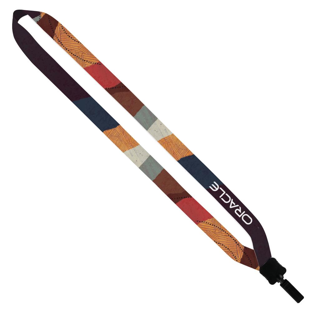 3/4" Dye-Sublimated Lanyard with Plastic Clamshell and Plastic Bulldog Clip 1