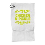 Pickle Pocket Waffle Towel with Black Corner Hook - White Screen Print Pickle Pocket Waffle Towel with Black Corner Hook - White Screen Print