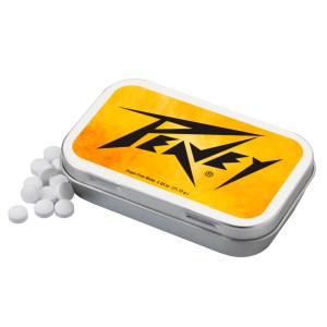 3 3/4" x 2 3/8" Large Rectangular Hinged Tin with Mints 1 3 3/4" x 2 3/8" Large Rectangular Hinged Tin with Mints 1