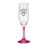 Toast 6.25 oz Premiere Champagne Flute with Color Bottom - Pink Pad Print Toast 6.25 oz Premiere Champagne Flute with Color Bottom - Pink Pad Print
