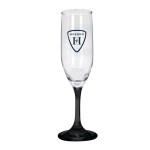 Toast 6.25 oz Premiere Champagne Flute with Color Bottom - Black Pad Print Toast 6.25 oz Premiere Champagne Flute with Color Bottom - Black Pad Print