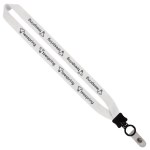 1" Cotton Lanyard with Plastic Clamshell & O-Ring - White PC2 1" Cotton Lanyard with Plastic Clamshell & O-Ring - White PC2