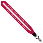 1" Cotton Lanyard with Plastic Clamshell & O-Ring - Red PC2 1" Cotton Lanyard with Plastic Clamshell & O-Ring - Red PC2