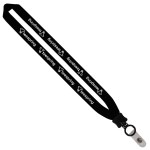 1" Cotton Lanyard with Plastic Clamshell & O-Ring - Black PC2 1" Cotton Lanyard with Plastic Clamshell & O-Ring - Black PC2