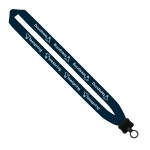 1" Cotton Lanyard with Plastic Clamshell & O-Ring - Navy Blank 1" Cotton Lanyard with Plastic Clamshell & O-Ring - Navy Blank