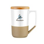 Rochester 15oz Two-Tone Ceramic Mug w/Wood Lid - White Blank Rochester 15oz Two-Tone Ceramic Mug w/Wood Lid - White Blank