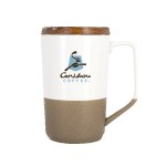 Rochester 15oz Two-Tone Ceramic Mug w/Wood Lid - White Screen Print Rochester 15oz Two-Tone Ceramic Mug w/Wood Lid - White Screen Print