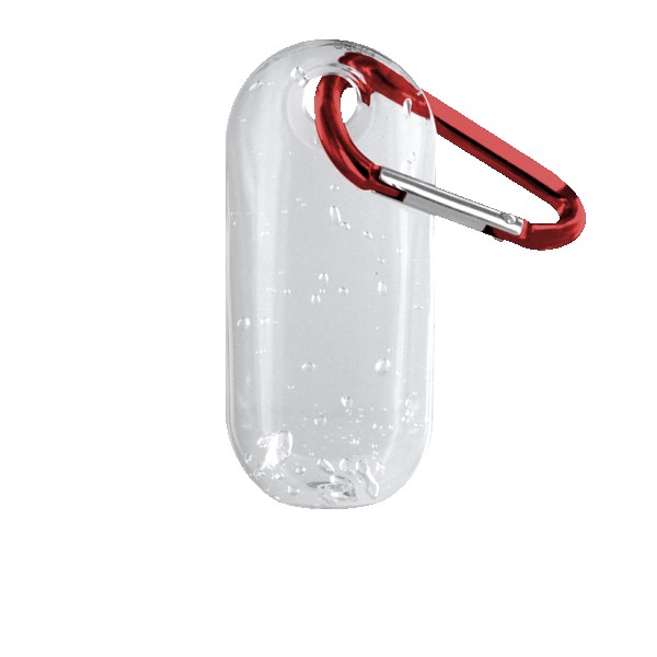 1.9 oz. Clear Sanitizer in Clear Bottle with Carabiner 1