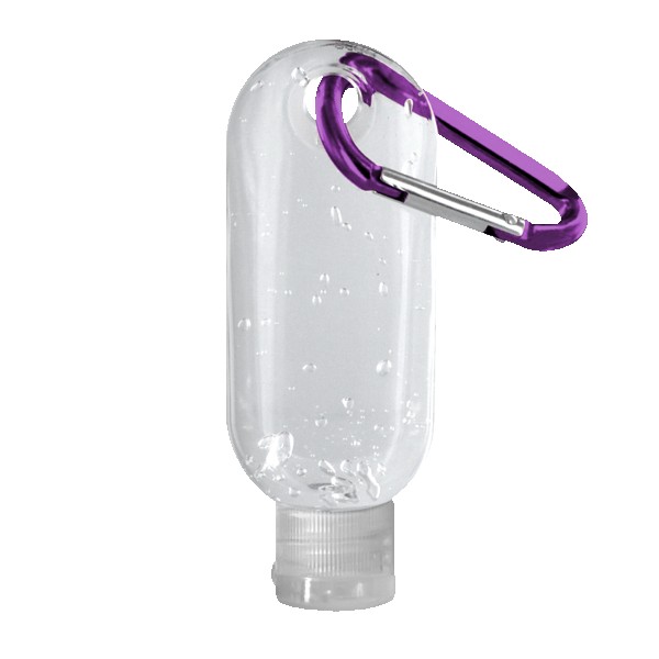 1.9 oz. Clear Sanitizer in Clear Bottle with Carabiner 1