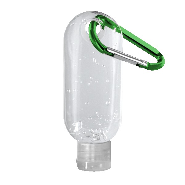 1.9 oz. Clear Sanitizer in Clear Bottle with Carabiner 1